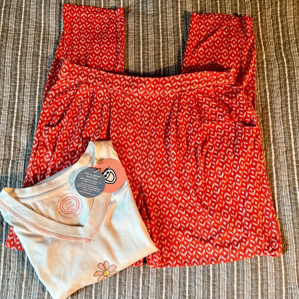 Life Is Good Red and White Cozy Pajama Set
